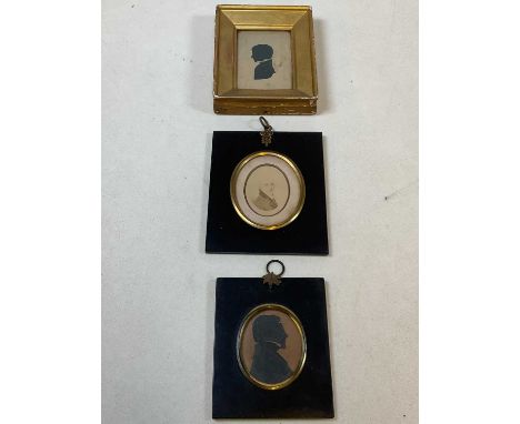 A mid 19th century miniature portrait silhouette, bearing label verso 'William Bolton Pickering, born 1815 died 18th Aug 1858