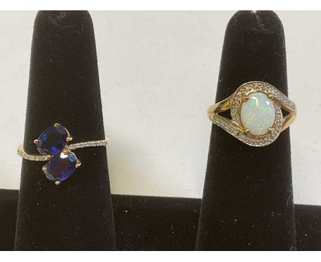 Two 9ct yellow gold dress rings, size K 1/2 and N 1/2, combined 4.8g (2)