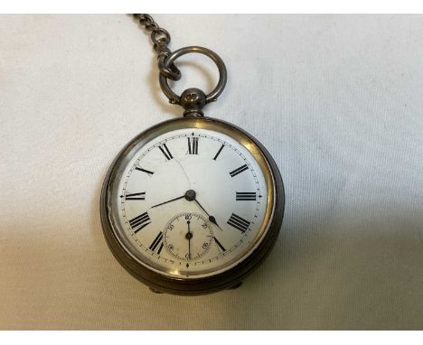 MILITARY INTEREST; a Victorian hallmarked silver key wind open face pocket watch with white enamel dial set with Roman numera