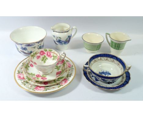 A small group of tea ware including Crown Devon, Hammersley trio, Booths etc. 