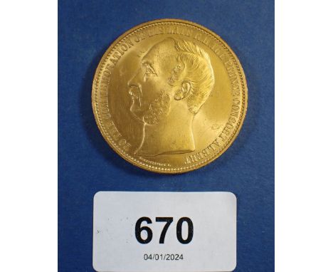 A Prussian International Exhibition 1862 gold plated on bronze medal, 'To the commemoration of his late R.H The Prince Consor