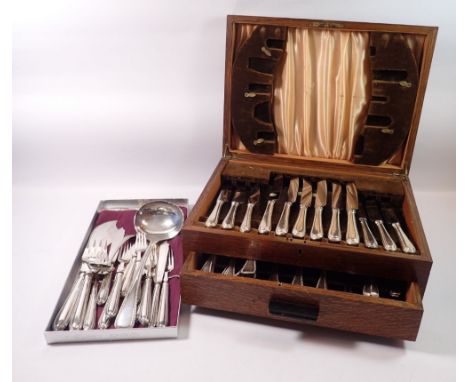 A comprehensive silver plated cutlery set - six place settings but one fish fork deficient 