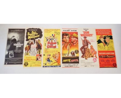 Six vintage film posters - The Great Sioux Massacre, The Best of Enemies (David Nixon), The Elephant Man, Follow the Camel (p
