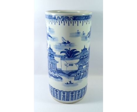 A Chinese blue and white stick stand, 45cm tall, Good condition