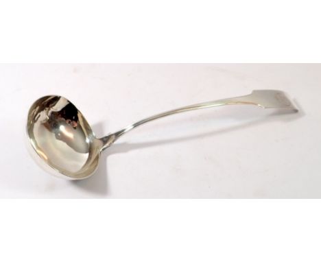 An Irish George III silver military ladle engraved 6th Gn Bn, retailed by Rooke, 36cm, Dublin 1811 by Thomas Townsend 