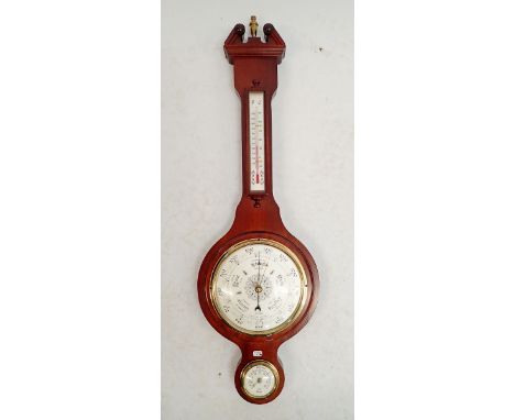 A Huger mahogany barometer/thermometer with hygrometer , 72cm 