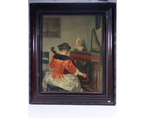 A Medici Old Master print after Gerard Terborch ' The Concert' in deep ebonised frame, 56 x 43cm 