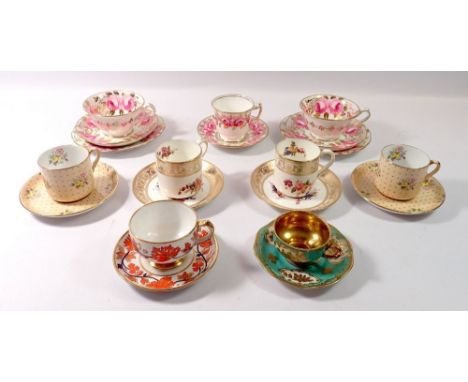 A collection of cabinet teacups and coffee cans including Copeland Spode, Hammersley etc., good condition
