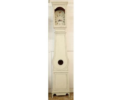 A continental cream painted longcase clock with quartz movement 