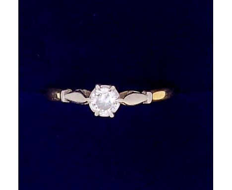 An 18 carat gold and platinum set solitaire diamond ring, size R to S, 3g - boxed 