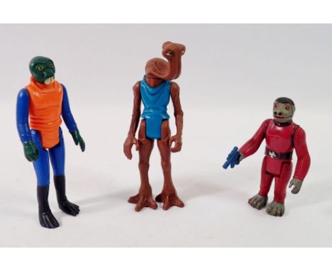 Three vintage Kenner/Palitoy Star Wars figures, Walrus Man GMFGI 1978 Hong Kong, Hammerhead GMFGI 1978 Hong Kong and Snagglet