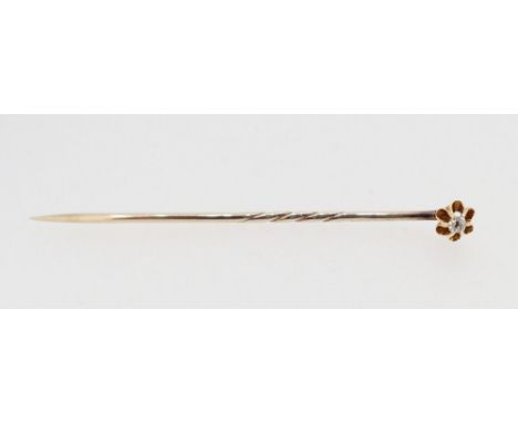 A Victorian gold stick pin set diamond, cased 