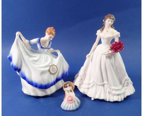 A Royal Doulton figure Pamela plus miniature Annabel and a Royal Worcester Anniversary figure 2000 