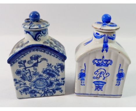 A Chinese porcelain tea caddy in the European style and another, 14.5cm 