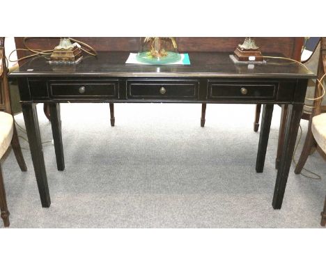 A Modern Ebonised Three Drawer Console Table, 135cm by 45cm by 77cm