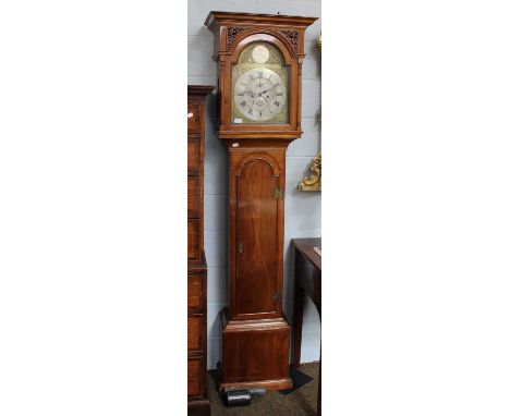 An Eight Day Longcase Clock, with 12-inch arch brass dial, the dial arch with silvered plaque signed John Dobie, Tanfield, No
