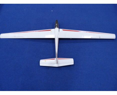 A large scale radio controlled model glider, white, D6103,  L116cm wingspan 263cm