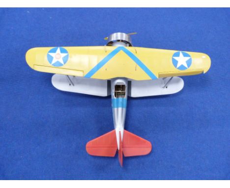 A large scale radio controlled model of a WW1 Bi-plane 1-f-7 US Navy, petrol engine. L97cm wingspan 125cm