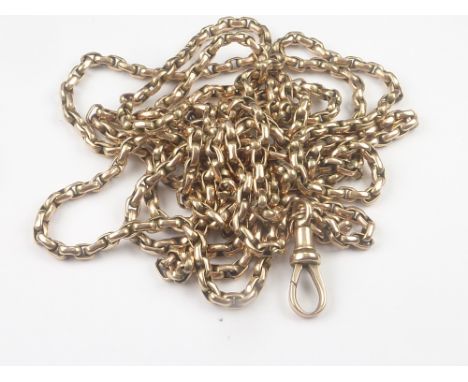 Gold long chain the swivel marked '9c'. Condition Report. 35g.