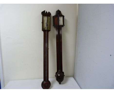 18th century stick barometer by Stampa, Edinburgh and another, mid 18th century lacking the inscribed scale. (2)