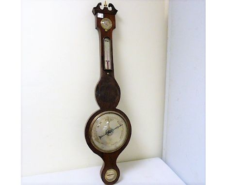 Early 19th century large wheel barometer  with silvered 12" scale in rosewood case.