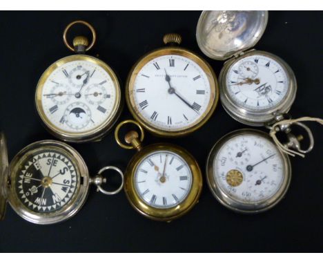 Four watches, a pedometer and a compass. (6)