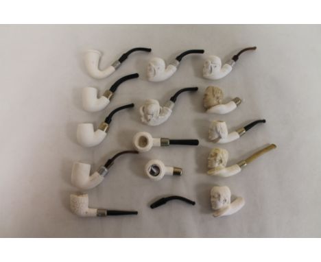 Twelve various clay pipes and bowls with Vulcanite or horn mouthpieces by McDougals Pipe Co. Glasgow c1940 shapes include cla