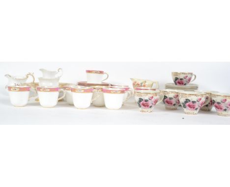 A late 19th / early 20th century bone China tea service having hand painted decoration, together with a Royal Albert and a Ro