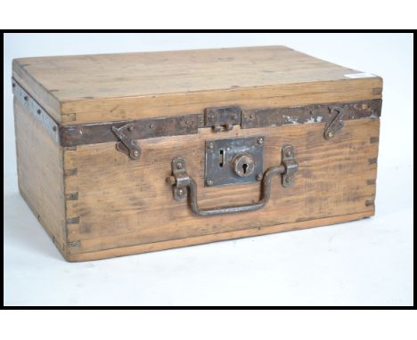 A vintage 20th century pine ammunition / cartridge box. Air Ministry marks to lock, having a fitted spacious interior.