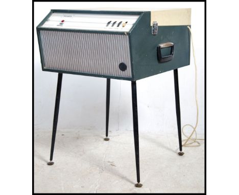 A vintage mid century 1950's Dansette ' Imperial ' record player in two tone case complete with the ebonised tapering legs wi