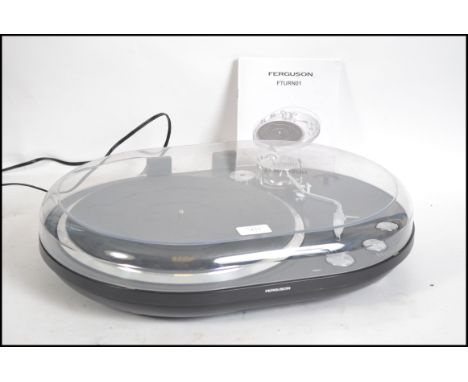 A retro looking Ferguson FTURN1 USB 2 speed record player with a smoked perspex top cover.