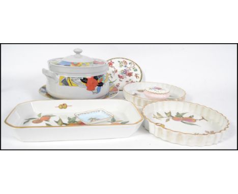 A stunning contemporary large Italian lidded casserole dish with matching liner together with a selection of Royal Worcester 