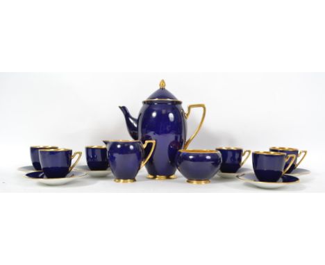 A W&amp;R Carlton Ware fifteen piece coffee service comprising six coffee cans, six saucers, a coffee pot, creamer and sugar 