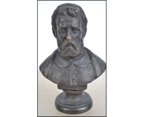 A good bronze bust study on plinth figurine of Galileo having notation to top of stand. Measures 11cms high.