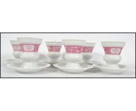 A collection of six ceramic Bavarian cups / beakers and saucers in by Heinrich, each stamped to base.
