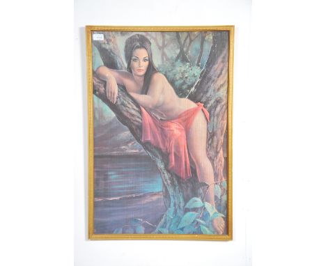 After Lynch. A retro framed print of a maiden - forest nymph. Unsigned but in the manner of Lynch's ' Tina '.&nbsp;Measures h