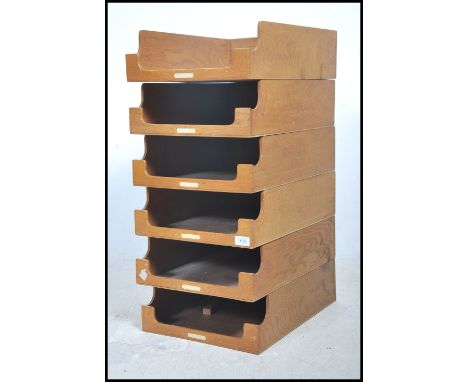 A collection of vintage mid 20th century wardrobe slides converted into a desk top filing drawers.&nbsp;Measures height 12cm 