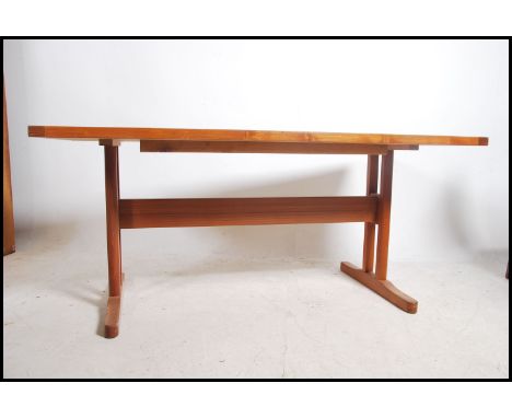 A 1970's Danish teak wood and tile top dining table by Gangso Mobler Furniture. Stamped to underside AM with a crown and Made