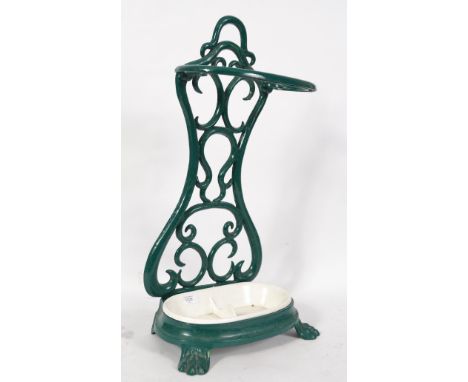 A 20th century Victorian style painted cast iron stick stand of simple form.&nbsp;Measures height 66cm x width 31cm x depth 2
