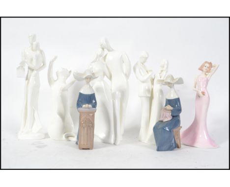 A collection of Royal Doulton figurines to include Images Shadowplay, Congratulations, Lovers &amp; First Love.Also a Coalpor