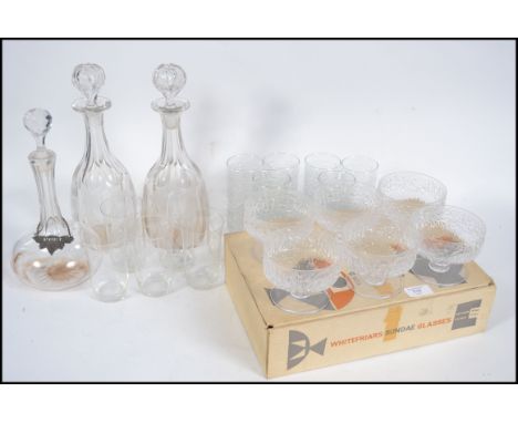 A cased set of vintage Whitefriars Sundae glasses still in the original packaging together with loose Whitefriars glasses to 