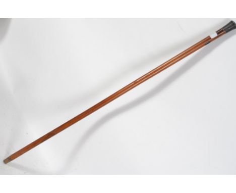 A silver &amp; Malacca walking stick - promenade cane having silver knop top. Possibly Chinese with unusual bird decoration t