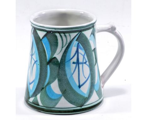 ALAN CAIGER-SMITH (born 1930) for Aldermaston Pottery; a tin glazed earthenware tankard, painted ACS mark and date code for 1