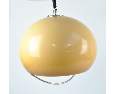 A Harvey Guzzini smoked light brown ceiling lamp with chrome lower bar. CONDITION REPORT: There is no bulb with this lot, the