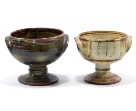 MICHAEL CARDEW (1901-1983) for Wenford Bridge Pottery, a stoneware chalice covered in olive green glaze and tenmoku decoratio