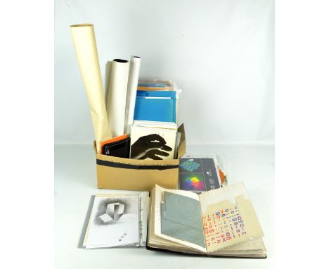 A large quantity of ephemera relating to Keith Paul and related art including sketch pads, note books, printed designs, etc.