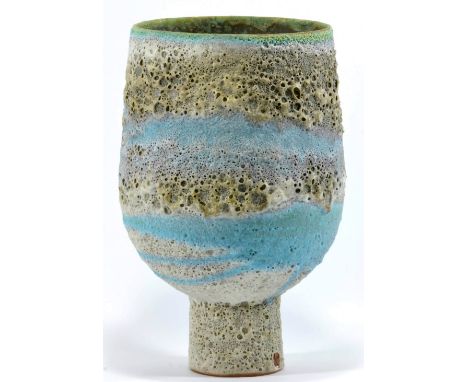 KATRINA PECHAL (born 1964); a large stoneware tulip vase, eruptive glaze, impressed KP mark, height 31.5cm. CONDITION REPORT: