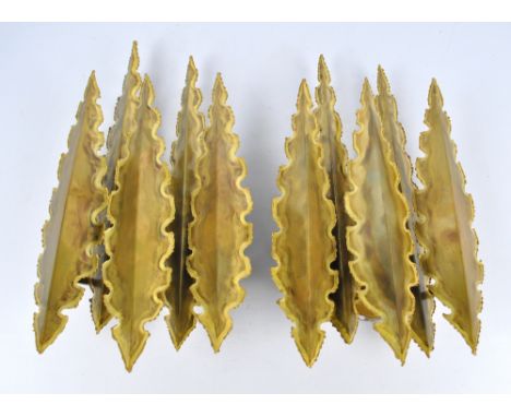 HOLM SORENSEN & CO OF DENMARK; an unusual pair of cut metal abstract wall lights, length 55cm. CONDITION REPORT: There is one