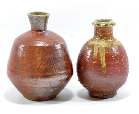 WILLIAM MARSHALL (1923-2007) for Leach Pottery; a stoneware vase, incised decoration on copper brown ground, impressed WM and