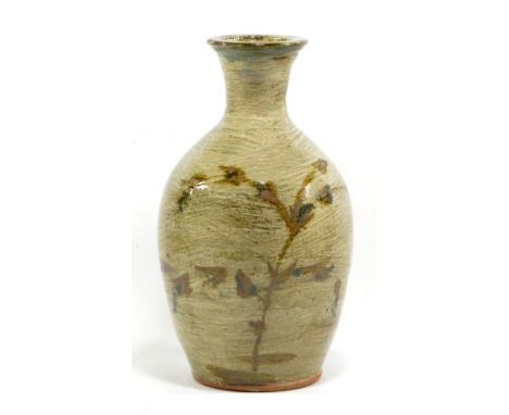 TREVOR CORSER (1938-2015) for Leach Pottery; a stoneware bottle, iron decoration on hakeme ground, impressed TC and St Ives m